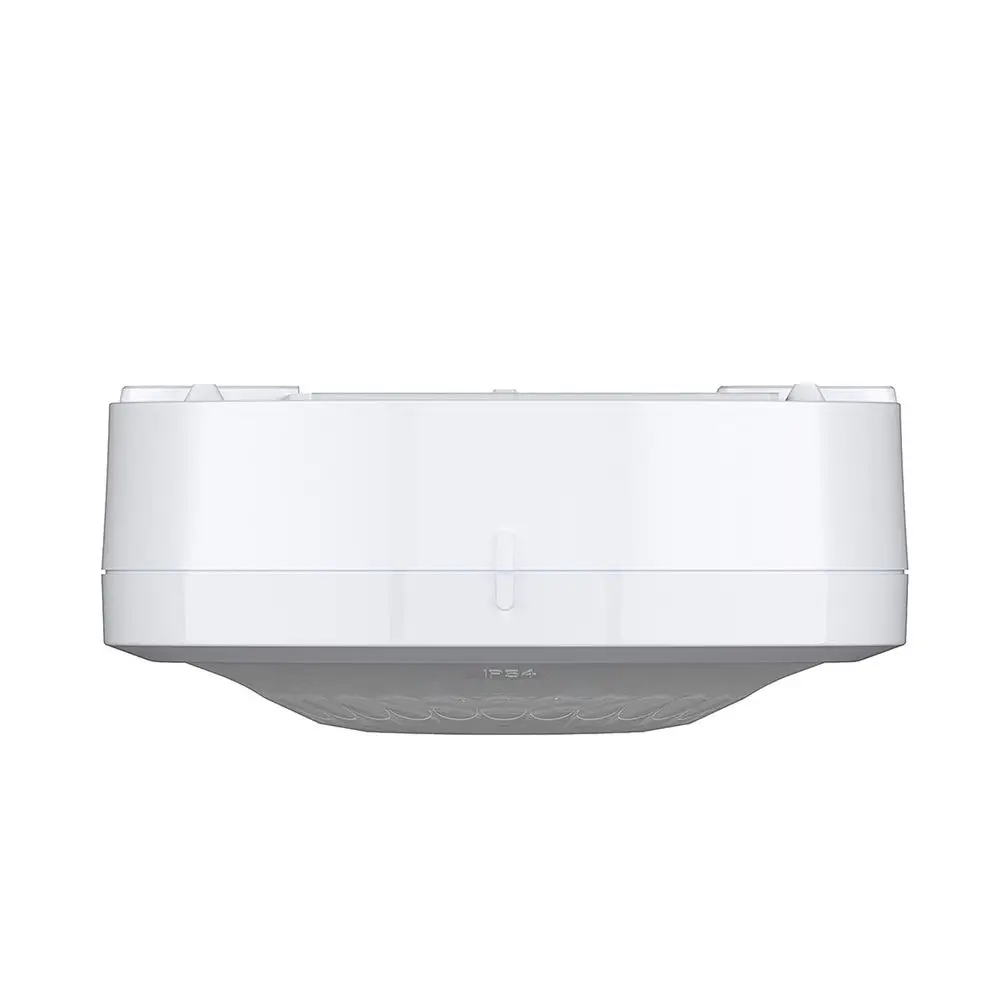 Nahaufnahme eines weißen Theben LUXA 103 S360-100-12 AP WH Präsenzmelders zur Deckenmontage.